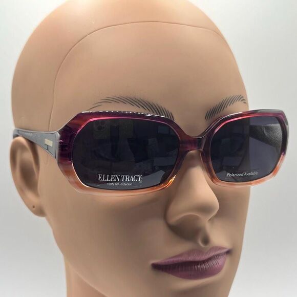 NOS Vintage Y2K Designer Ladies Sunglasses Ellen Tracy | Plum Fade Plastic Frame main image 11
